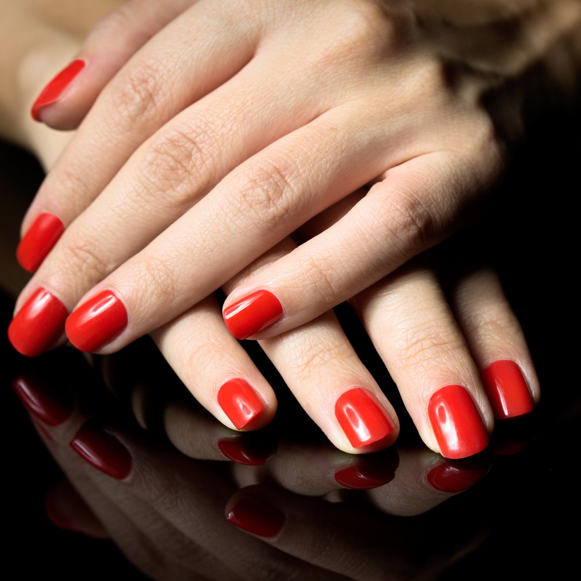 Red polish nails